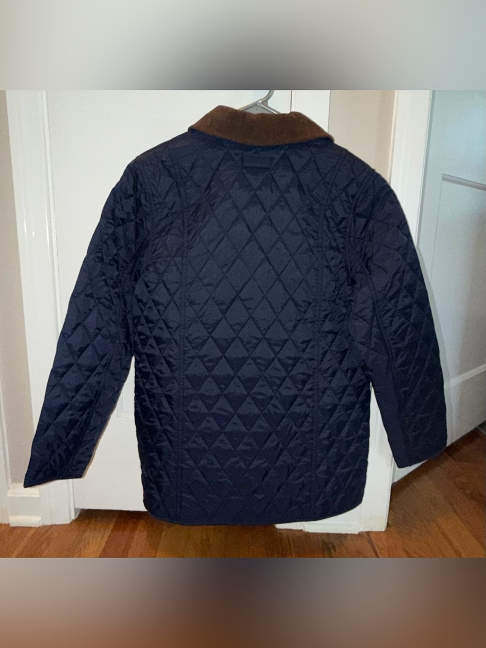 Hunter Rachel Navy Quilted Jacket with Brown Corduroy Collar Women New - Picture 6 of 7